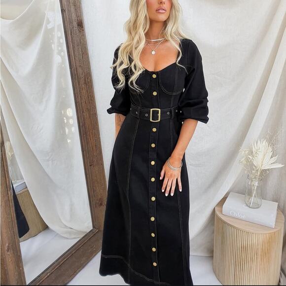 Petal & Pup Mateo Long Sleeve Denim Dress XS